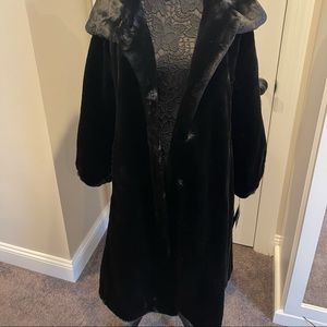 - Black JONES NY BLACK FAUX FUR COAT WITH HOOD- NWT -